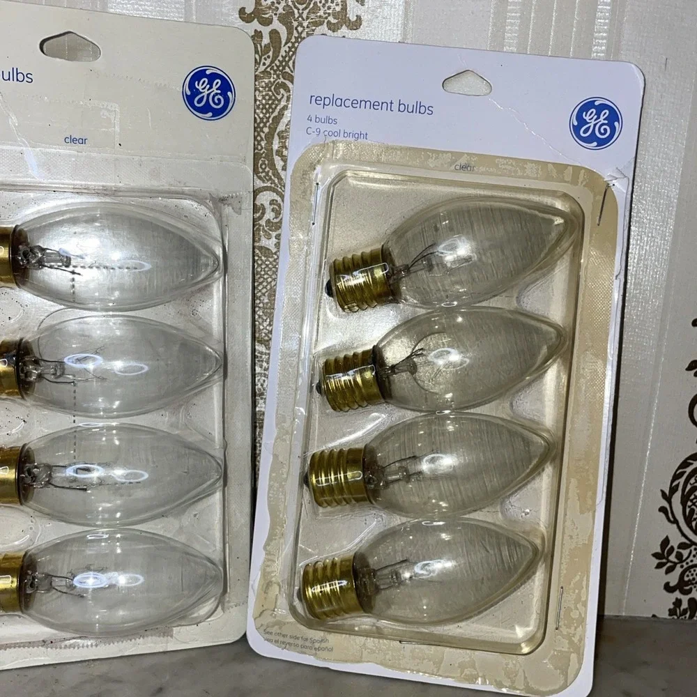 x8 GE C9 clear cool bright replacement light bulbs 7 Watt